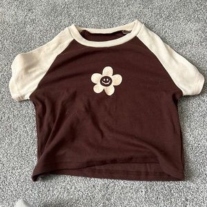 Brown Sunflower Cropped Tee